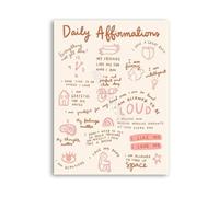HSMXNEONJB Daily Affirmations Doodle Art Poster Thinking Hand Drawn Canvas Wall-Art(Framed,08x12inch(20x30cm))