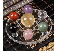 HSMXNEONJB Fengshui Seven Star Array Color Crystal Ball+Plate Base for Decoration Ornaments (Color : Light Grey)