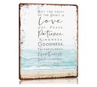 HSMXNEONJB Fruit of the Metal Sign Galatians 5:22 Scripture Wall-Art for Nursery Beach House Living Room Home 8 X 12 in