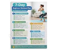 HSMXNEONJB One W eginner Workout Plan Poster No Equipment Needed Fitness Chart Exercise Schedule Wall-Art for Apartment(Framed,12x18inch(30x45cm))