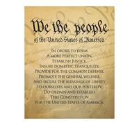 HSMXNEONJB The U.S. Constitution Preamble Print - Antiqued Parchment Style Artwork, Meaningful Decor for Civics Class, Courtroom, or Den(Framed,08x12inch(20x30cm))