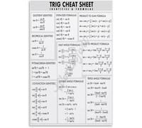 HSMXNEONJB Trigonometry Identities Poster - Complete Cheat Sheet of Trig Formulas, Math Educational Wall Chart for Students Teachers(Framed,08x12inch(20x30cm))