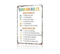 HSMXNEONJB Visual Schedule for Summer Rules Daily Plan Aluminum Metal Sign Colorful Wall Decor for Bedroom Playroom Chore Chart Family Home Sign 8 X 12 in