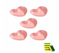 HSNAXingLife 5 Pieces Heart Shaped Plates,Dessert Plate,Heart Shaped Dish,Pasta Plate,Reusable Plates,Plastic,High Capacity,8.6IN(Pink)