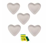 HSNAXingLife 5 Pieces Heart Shaped Plates,Dessert Plate,Heart Shaped Dish,Pasta Plate,Reusable Plates,Plastic,High Capacity,8.6IN(Beige)