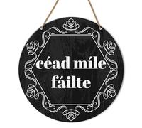 HSNBT Irish Welcome Sign, Cead Mile Failte, Rustic Wooden Sign, 10.2 inches x 10.2 inches, Hanging Decor for Home, Indoor/Outdoor