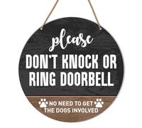 HSNBT Please Do Not Knock or Ring Doorbell Sign, No Soliciting Wooden Farmhouse Style Sign, 10.2 x 10.2 Inches