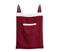 HSOFTIFY 100% Linen Door Hanging Laundry Hamper, Hanging Laundry Bag (20x27Inch) with Front Pocket, Best Choice for Space Saving Over the Door Laundry Hamper, Laundry Hamper Hanging, Red