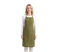 HSOFTIFY 100% Pure Linen Apron Dress with Adjustable Strap, 1 Pockets for Women Men Apron Waitress, Kitchen Chef Cooking Cleaning Pottery,Army Green