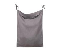 HSOFTIFY 100% Pure Linen Hanging Laundry Bag with String Desige and Zipper, Over The Door Laundry Hamper Space Saving Hampers for Dirty Clothes Home Travel, Grey