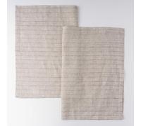 HSOFTIFY 100% Pure Linen Kitchen Towels Set of 2 - French Stripe Design 18 x 24 Inch Dish Hand Towels - Handcrafted from Flax Linen Tea Towels