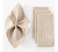 HSOFTIFY 100% Pure Linen Napkins with Stripes Set of 4-20 x 20 Inches Soft Breathable Linen Cloth Napkins Dinner, Washable Reusable for Home Everyday Use Kitchen Wedding Holidays,Linen