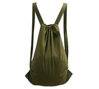 HSOFTIFY 100% Pure Linen Travel Backpack Laundry Bags with Shoulder Straps - Portable Drawstring Hanging Laundry Hamper Rxtra Large 20 x 24 Inches for Gym College Dorm Military,Green