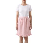 HSOFTIFY 100% Pure Linen Waist Apron with 2 Pockets, Frilly Ruffled Vintage Maid Half Apron Long Ties for Women Waitress Kitchen Cooking Restaurant Bistro, Pink