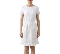HSOFTIFY 100% Pure Linen Waist Apron with 2 Pockets, Frilly Ruffled Vintage Maid Half Apron Long Ties for Women Waitress Kitchen Cooking Restaurant Bistro, White