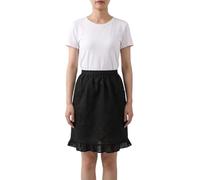 HSOFTIFY 100% Pure Linen Waist Apron with 2 Pockets, Frilly Ruffled Vintage Maid Half Apron Long Ties for Women Waitress Kitchen Cooking Restaurant Bistro, Black
