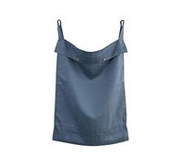 HSOFTIFY Linen Laundry Bag, 100% Linen Over The Door Hamper with Buttons, Zipper, Navy Blue, Space Saving for Home Travel