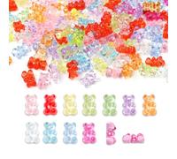 HSONAIGEE 200 Pieces Clear Acrylic Bear Beads for Bracelets, Assorted Colors Cute Gummy Bear Beads Charms for Jewelry Making Necklace Phone Charms Hairpin DIY Crafts