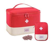 HSOOVZN Medication Organizer Storage Bag,Large Capacity Portable Pill Bottle Organizer with Hand, Empty First Aid Kit for Home and Travel (Red, Big)