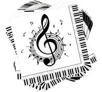 HSPAIDYP 40Pcs Musical Notes Napkins - Black and White, 6.5 x 6.5 Inches, 2-Ply Paper, Music Themed Party Supplies