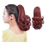 HSPCYGG Auburn Ponytail Extensions Fake Claw Clip Ponytails Synthetic Hair Extension 12" Wavy 3.8 OZ Curly Hairpieces Women Wig Yaki Fluffy¬ Tangled