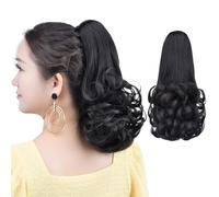 HSPCYGG Black Ponytail Extensions Fake Claw Clip Ponytails Synthetic Hair Extension 12" Wavy 3.8 OZ Curly Hairpieces Women Wig Yaki Fluffy¬ Tangled