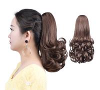 HSPCYGG Brown Ponytail Extensions Fake Claw Clip Ponytails Synthetic Hair Extension 12" Wavy 3.8 OZ Curly Hairpieces Women Wig Yaki Fluffy¬ Tangled