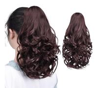 Hspjhtm 14 Inch Auburn Ponytail Extensions with Hair Clip Ponytail Extensions for Women Wavy Synthetic Hair 39T-33 14 Inch