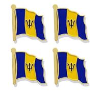 HSQCEZ 4 Pack Barbados Flag Lapel Pin - Barbadian Flags Pins Lapel Hat Backpacks Suit Decoration & Men Women Waving Patriotic Enamel Metal Badge Souvenir, Zinc, no gemstone