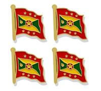 HSQCEZ 4 Pack Grenada Flag Lapel Pin - Grenadian Flags Pins Lapel Hat Backpacks Suit Decoration & Men Women Waving Patriotic Enamel Metal Badge Souvenir, Zinc, no gemstone