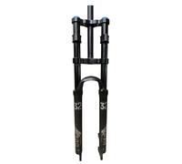 HSQMA DH Downhill Mountain Bike Suspension Fork 26 27.5 29 Inch Travel 160mm MTB Air Fork Double Shoulder Front Fork 1-1/8 Straight Tube With Lockout (Color : Red, Size : 26inch)