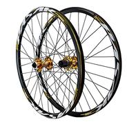 HSQMA Mountain Bike Wheelset 24 Inch BMX MTB Disc Brake Wheel Rim Quick Release Folding Bicycle Wheels 32H Hub For 7/8/9/10/11/12 Speed Cassette (Color : Gold)