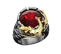 HSQYJ Dragon Ring Shiny Inlay Red Crystal Rhinestone Gem Ring Uniquely Stylish 3D Dragon Shape Band Rings Gothic Hip Hop Punk Party Jewelry Gifts for Men Boy (10)