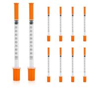Hsrag 10 Pack 1ml Syringes Plastic - 31Gx6mm Plastic Diabetic Syringes, Individually Wrapped Multi-Purpose Hand-Push Syring for Lab, Pet & Craft Supplies