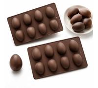 Hsrag 2Pcs 8 Cavity Silicone Egg Molds Non-Stick Easy to Demould Mould, Multipurpose Jelly Pudding Mould for Breakfast Baking DIY Candle Soap, Perfect Baking Gift for Mom Wife Friend Chocolate Brown