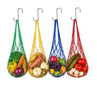 Hsrag 4 Pcs Poultry Vegetable String Bag Chicken Feeder Chicken Coop Accessories Hanging Feeding Net Dispensers Treat Toys for Hens Ducks Geese