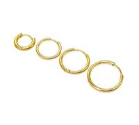 Hsrag 4Pair Gold Small Hoop Earrings Set Huggie Cartilage Earrings Set | 14k Gold Plated, 6/8/10/12mm, 316L Surgical Steel, Lightweight, Stackable Earrings Fits Multiple Piercings