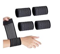 Hsrag 4pcs Sports Compression Bandage, can be Wrapped Around the Ankle Knee Elbow Calf Wrist Muscles, Relieve Muscle Pain, Suitable for Sports Gym Running Deep Squat Workout, Black