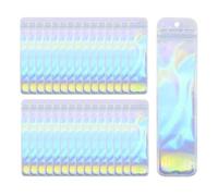 Hsrag 50 Pcs Holographic Bags Slim Clear Small Cellophane Bags, Laser Resealable Cellophane Pen Pouch for Lipgloss Jewelry Candy