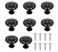 Hsrag 8 Pcs Black Vintage Cabinet Knobs, Oil Rubbed Bronze Drawer Knobs for Chest of Drawers, 30mm Retro Bronze Drawer Pull Handle