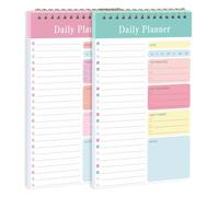 Hsrag A5 To Do List Pad, Daily Planner Notepad, Checklist Things To Do Today, Coiled Undated Schedule Notebook, To Do Planner, Daily Task List Pad for Work Study Productivity (Pink + Blue)