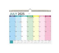 Hsrag Family Calendar 2025, Calendar 2025-2026 UK with Double Binding Hook, Large Mixed Color Right Angle Weekly Monthly Planner, from July 2025 to December 2026