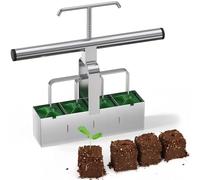HSRG Soil Blocker with Extended Handle, Automatically Press Grooves for Clods, for Seedlings with Comfortable Handle, Cuttings, Greenhouses and Gardens