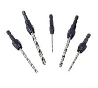 HSS 6542 Countersink Drill Bits 5 Piece Set 2mm 3.2mm 4mm 5mm 6mm with 1/4 inch Hex Shank for Purpose