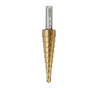 HSS 6542 Gold Coated Spiral Step Drill Bit, Carbide Cobalt Cone 4-12/20/32mm With Triangular Shank For Metal Drilling 1pcs(4-12mm)