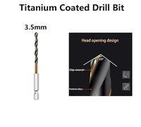 HSS Coated 14 Piece Drill Bit Set with Hex Shank 1 5 6 5mm, Suitable for Various Materials (3.5mm)