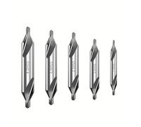 HSS Lathe Mill Center Drill Bits, 5PCS High-Carbon Steel 60-Degree Angle Countersink Hole Making Tool Kit