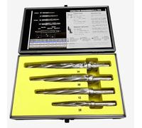 HSS M2 Taper Chucking Reamer Spiral Flute 4Pcs Set 3/8"-1/2"-5/8"-3/4" Bridge/Construction Reamer Chucking Drill Bit Enlarge Aligh Holes in Steel Metal Iron