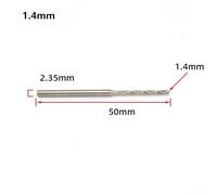 HSS Mini Drill Bits Featuring a 2 35mm Shank Suitable for Use on Soft Materials Like Wood & Rubber (1.4mm)