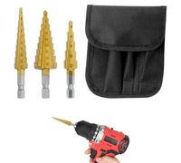 HSS Step Drill Bit Set,3 Pcs Step Drill Bit for Metal Set,Hole Cutter Drill Bit,High Speed Steel Step Cone Drill Bits for Hard Metal Stainless Steel Wood Drill Hole Cutter Bits(4-20mm, 4-12mm, 3-12mm)